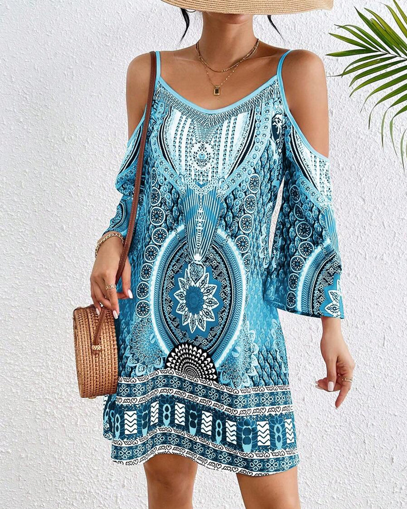 Aubrey™ - Strapless Off-The-Shoulder Printed Dress