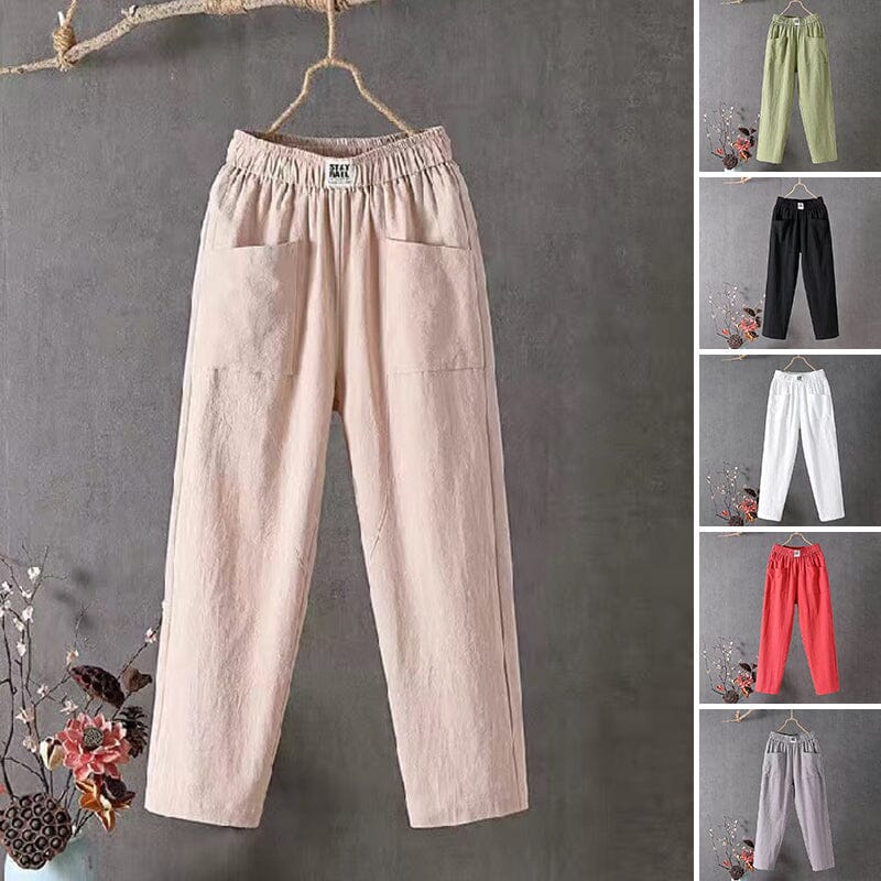 Mia™ - Casual Cotton Linen Trousers with Elasticated Waist