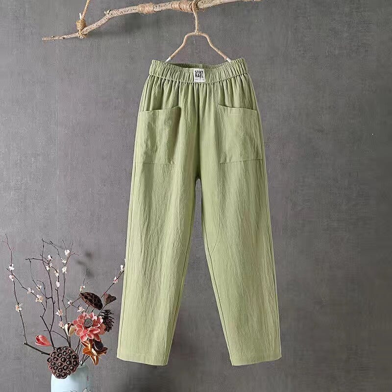 Mia™ - Casual Cotton Linen Trousers with Elasticated Waist