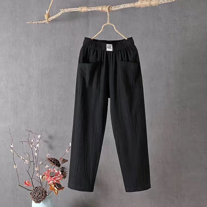 Mia™ - Casual Cotton Linen Trousers with Elasticated Waist