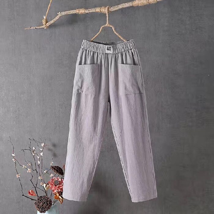 Mia™ - Casual Cotton Linen Trousers with Elasticated Waist