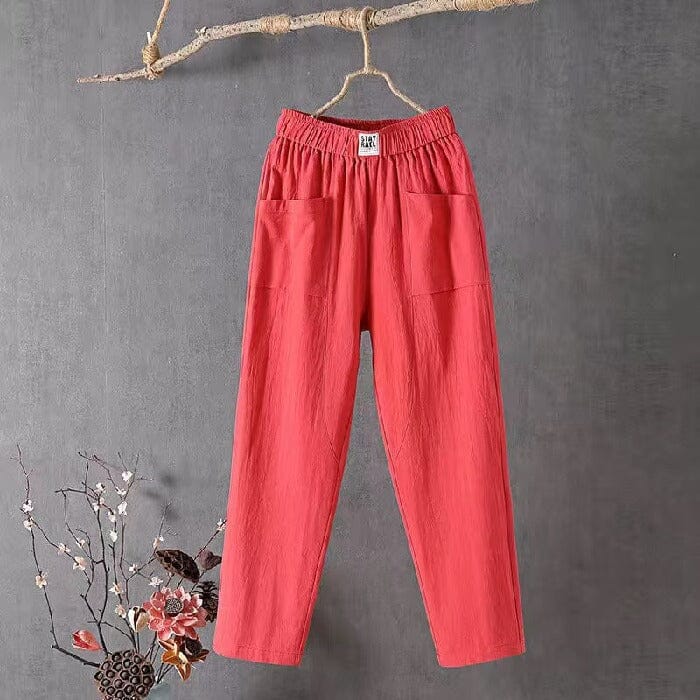 Mia™ - Casual Cotton Linen Trousers with Elasticated Waist