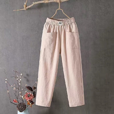 Mia™ - Casual Cotton Linen Trousers with Elasticated Waist