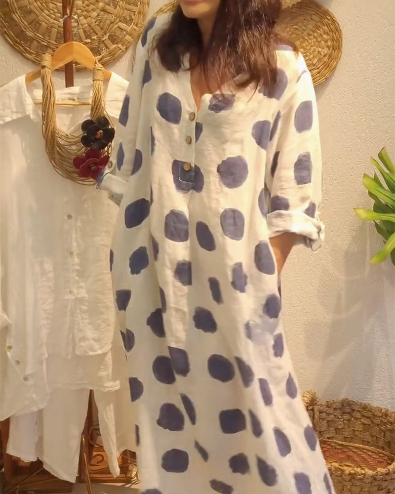 Alyssa™ - Casual Loose Long Sleeve Polka Dot Dress