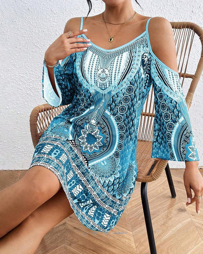 Aubrey™ - Strapless Off-The-Shoulder Printed Dress