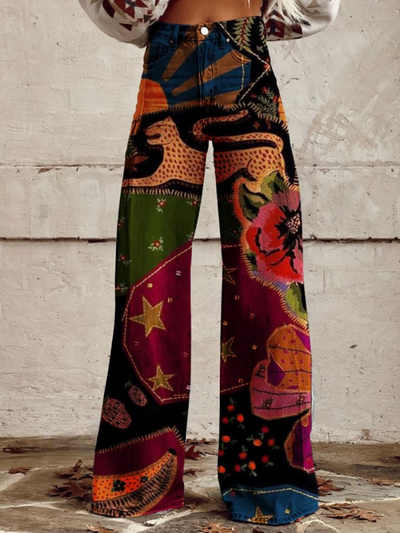 Olivia™ - Vintage Colourful Printed Wide Leg Pants