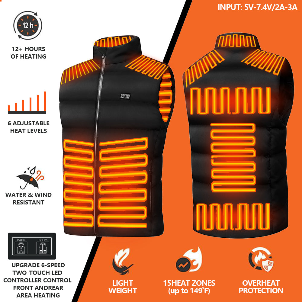 Layla™ - Upgraded Version Two-touch 15 Heat Zones LED Controller Heated Vest