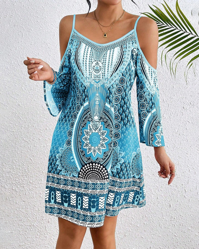 Aubrey™ - Strapless Off-The-Shoulder Printed Dress