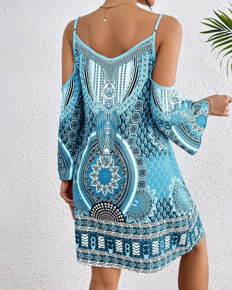 Aubrey™ - Strapless Off-The-Shoulder Printed Dress