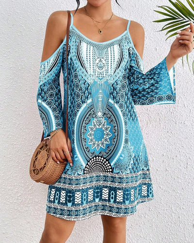 Aubrey™ - Strapless Off-The-Shoulder Printed Dress