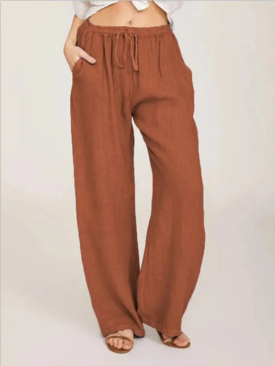 Harper™ - Cotton Linen Loose Solid Elastic Waist Trouser