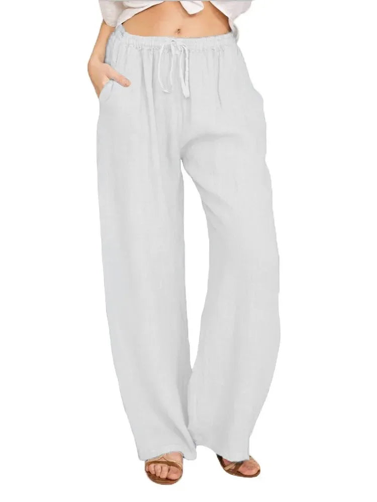 Harper™ - Cotton Linen Loose Solid Elastic Waist Trouser