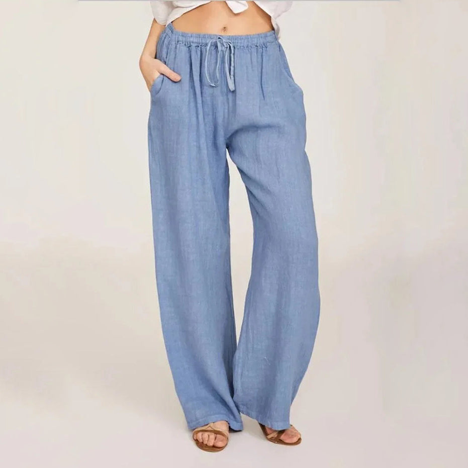 Harper™ - Cotton Linen Loose Solid Elastic Waist Trouser