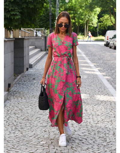 Luna™ - V-Neck Vintage Floral Maxi Dress