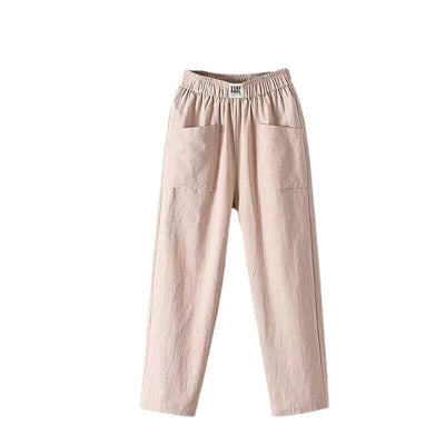 Mia™ - Casual Cotton Linen Trousers with Elasticated Waist