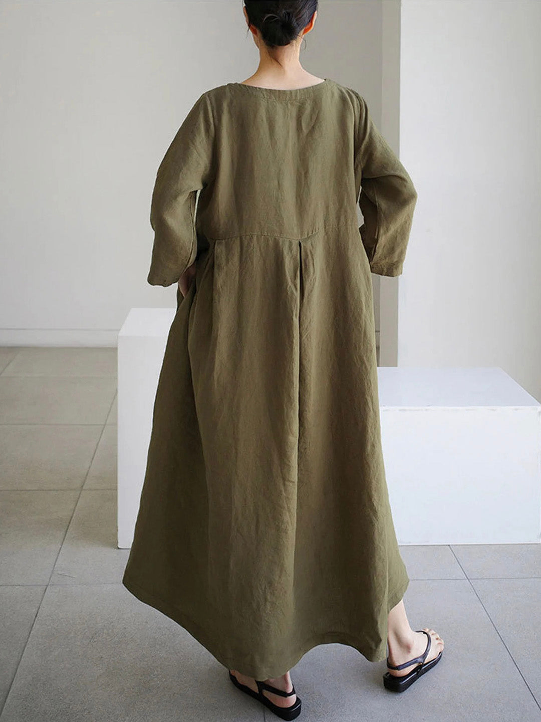 Luna™ - Loose Linen Dresses with Side Pockets